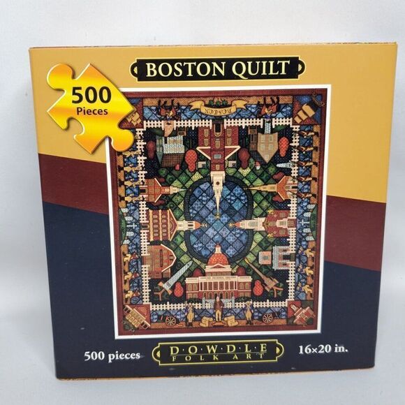 Dowdle Folk Art Boston Quilt Jigsaw Puzzle Faneuil Hall Old North Church 500pc - Picture 2 of 5